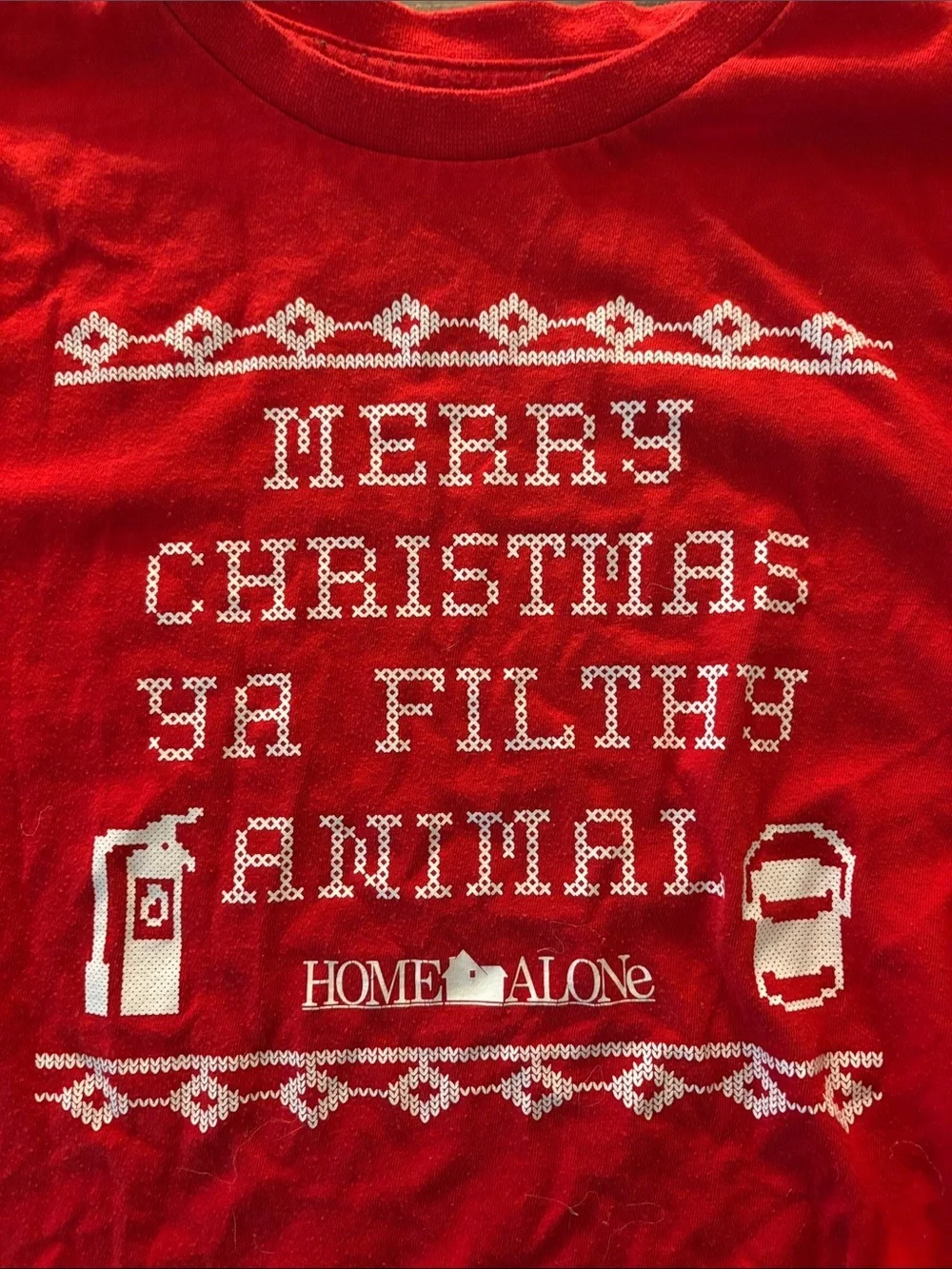 Red 'Merry Christmas Ya Filthy Animal' Home Alone Graphic Tee